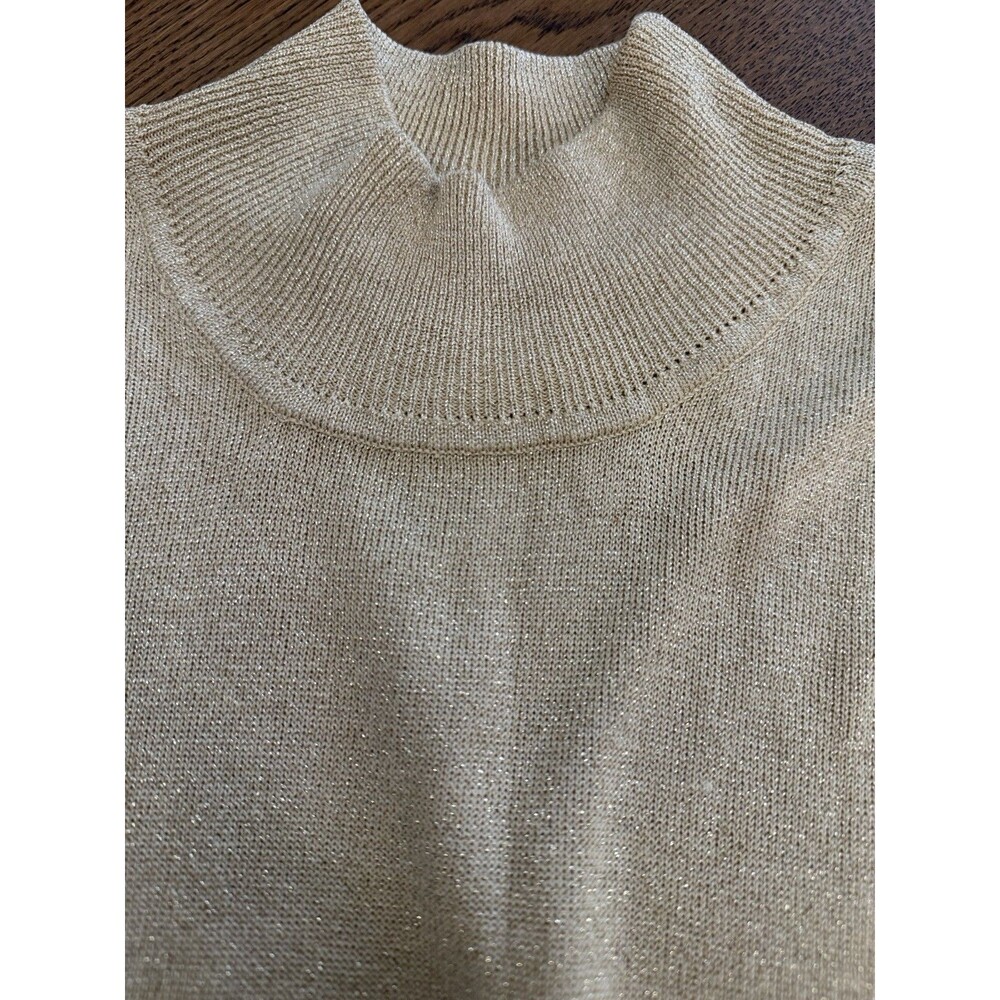 Bridgetown Collection Gold Metallic Knit Mock Neck Sleeveless Sweater Vest XL